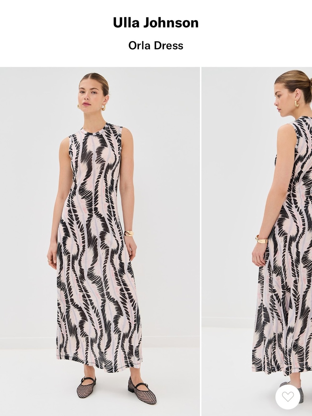 Ulla Johnson Orla Sleeveless Maxi Dress in Blush and Black Abstract
